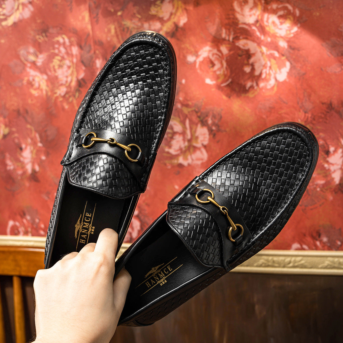 Men's Business Woven Loafers Leather