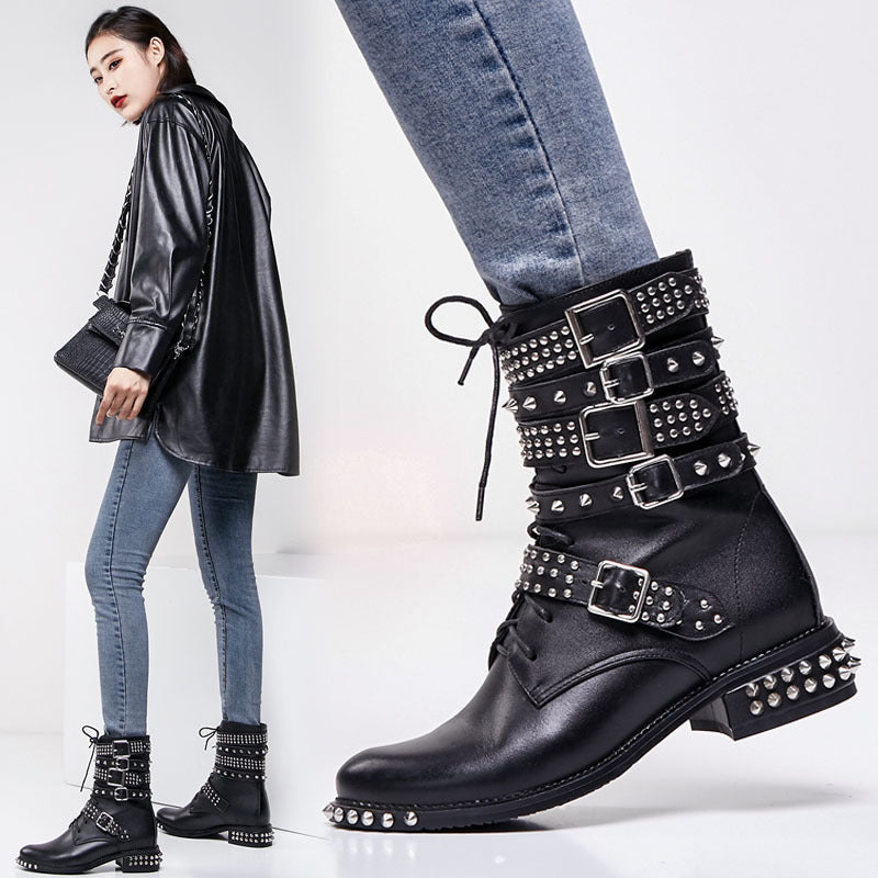Stud Lace Up Martin Boots