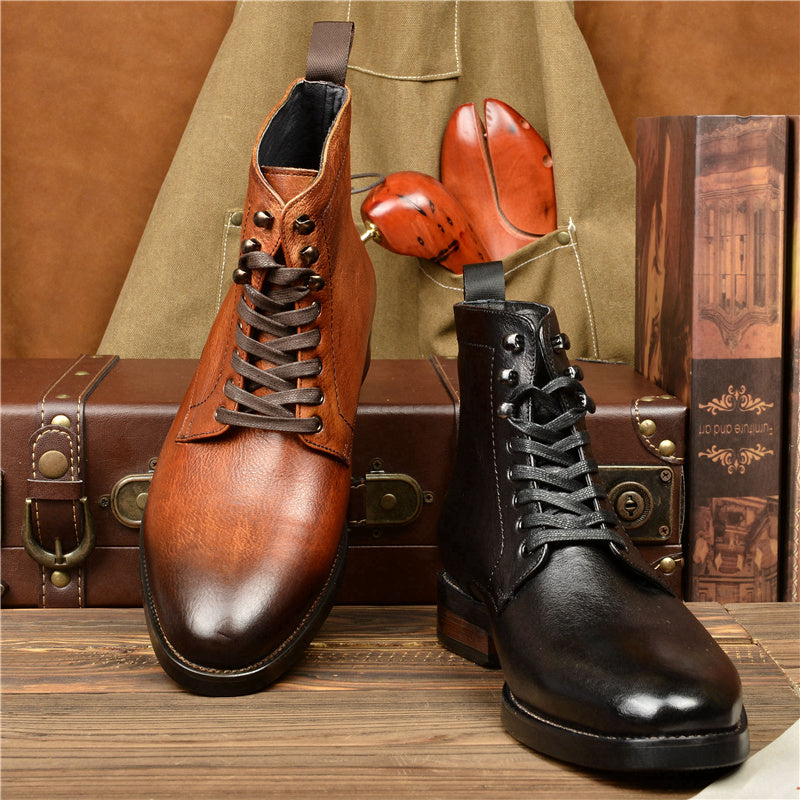 High Top Cowhide Boots For Men