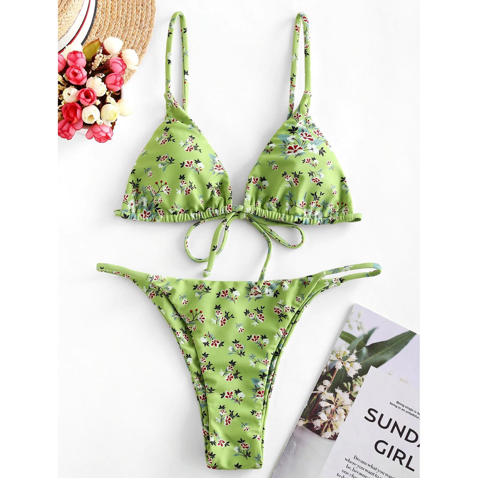 Summer Flowers Print Bikini Sexy Beach