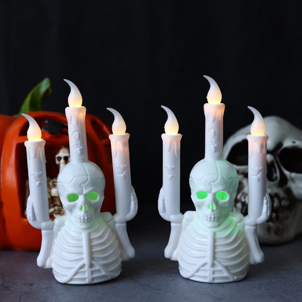 Halloween Skull Candlestick Lamp LED Electronic Candle Light