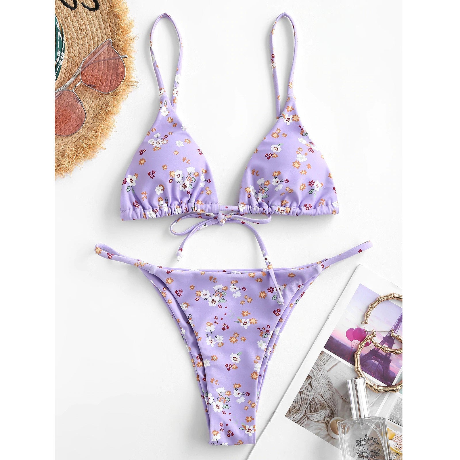 Summer Flowers Print Bikini Sexy Beach