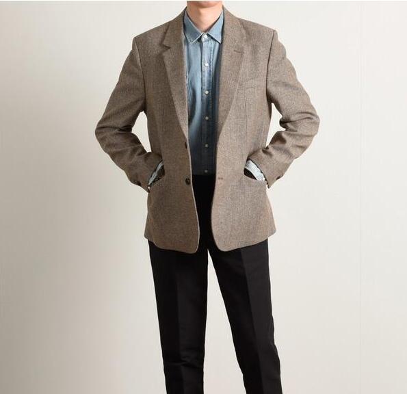 Vintage tweed wool herringbone casual suit top