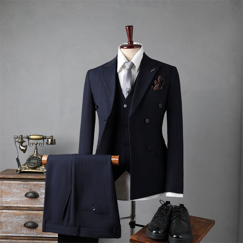 Double Breasted Stripes Suit Men's Suits