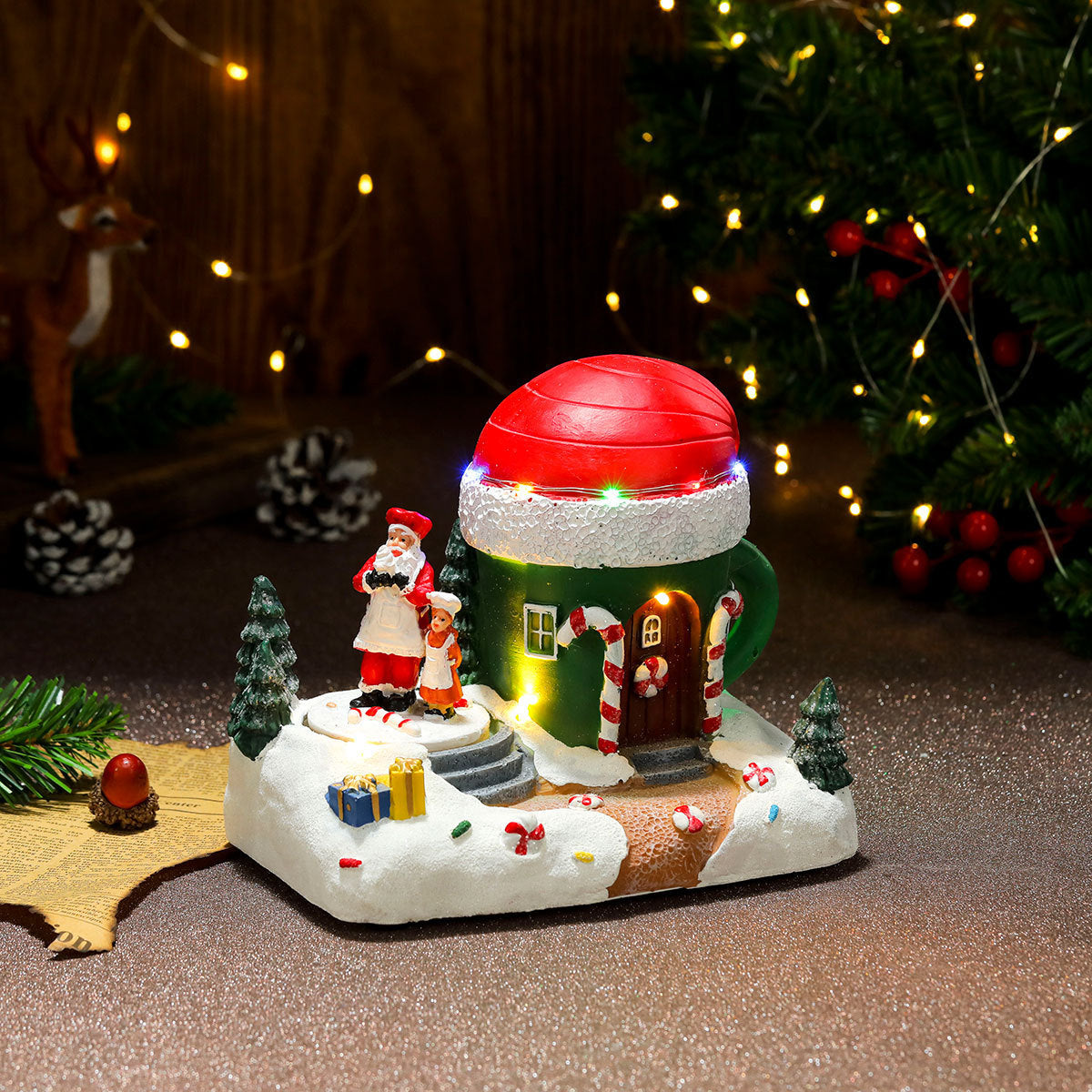 Christmas Rotating Resin Luminous Music Box Ornaments