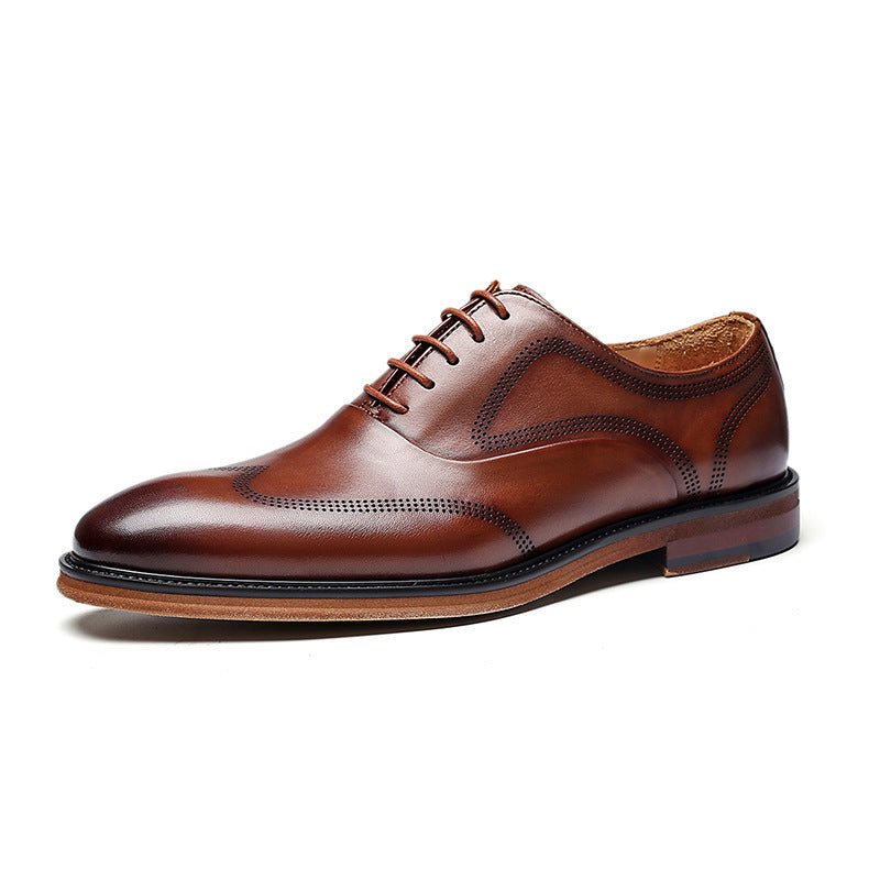 Cowhide British Style Wingtip Loafers