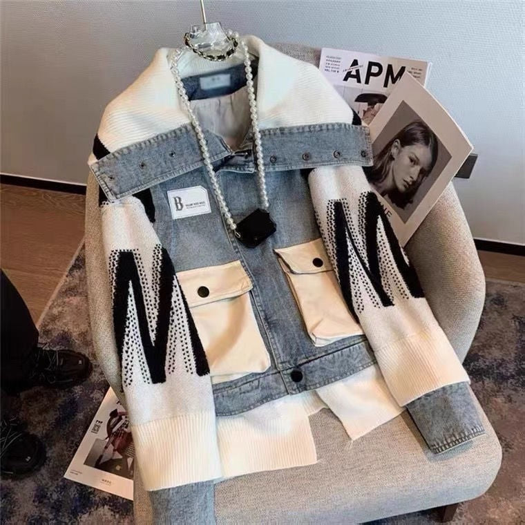 Sweater Patchwork Denim