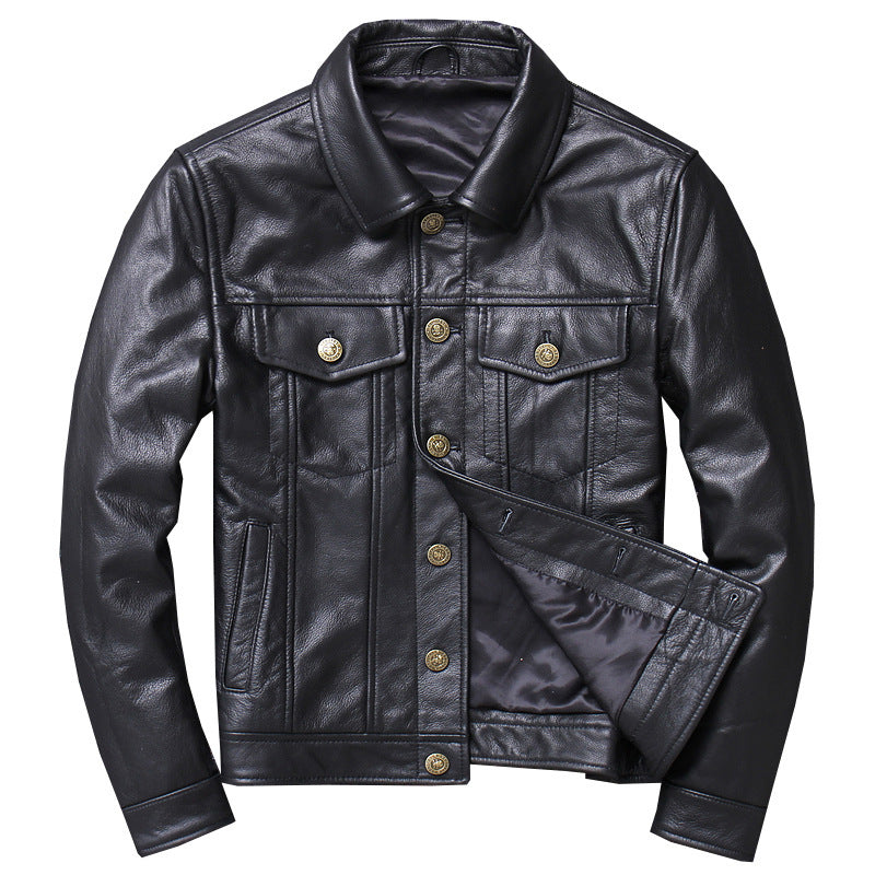 Leather men's short motorcycle suit