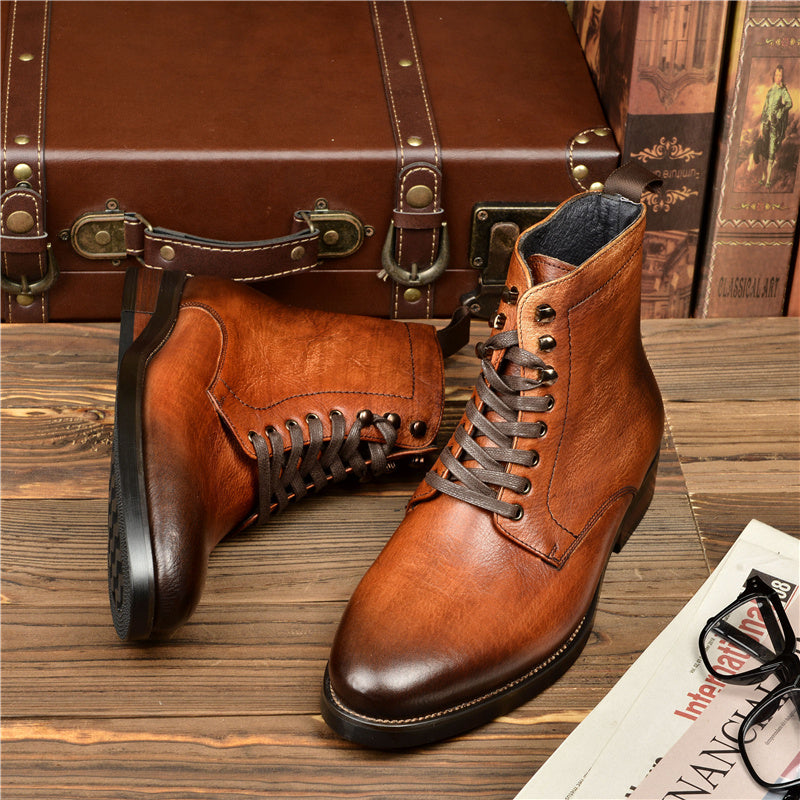 High Top Cowhide Boots For Men