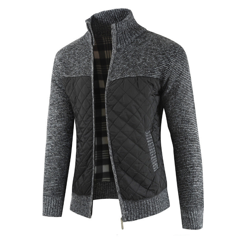 Men's velvet padded cardigan knitted jacket