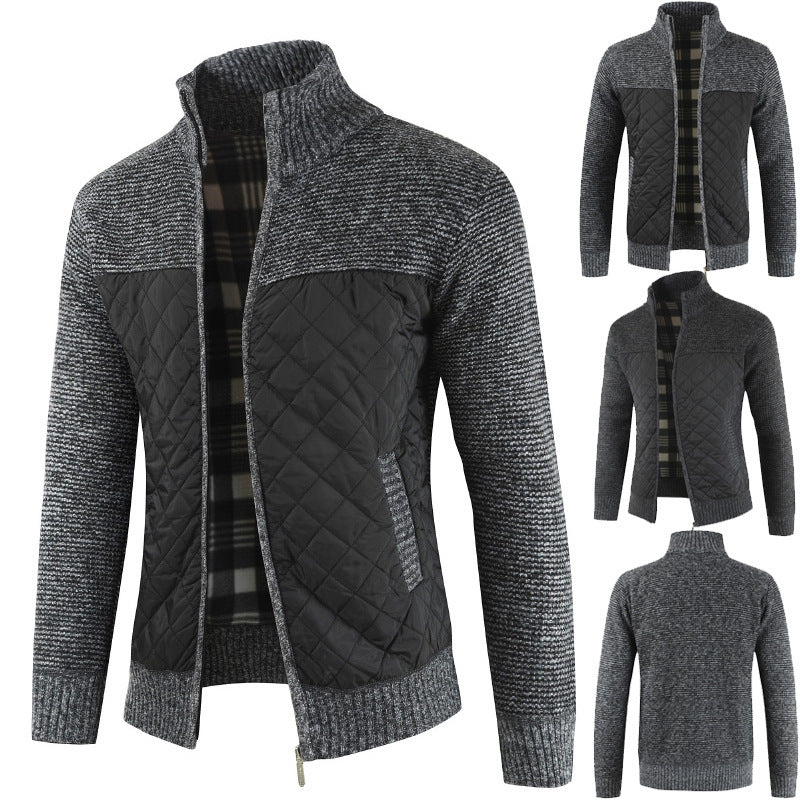 Men's velvet padded cardigan knitted jacket