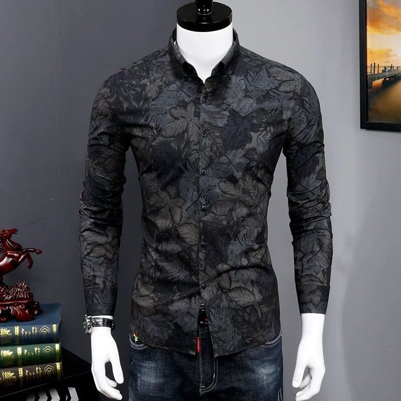 Trendy Men Shirt Fashionable Print Shirt Youth Handsome