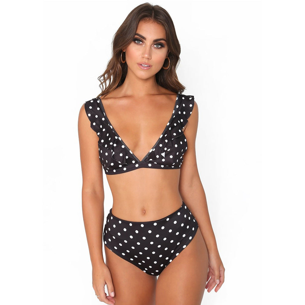 2pcs Black And White Polka Dot Print