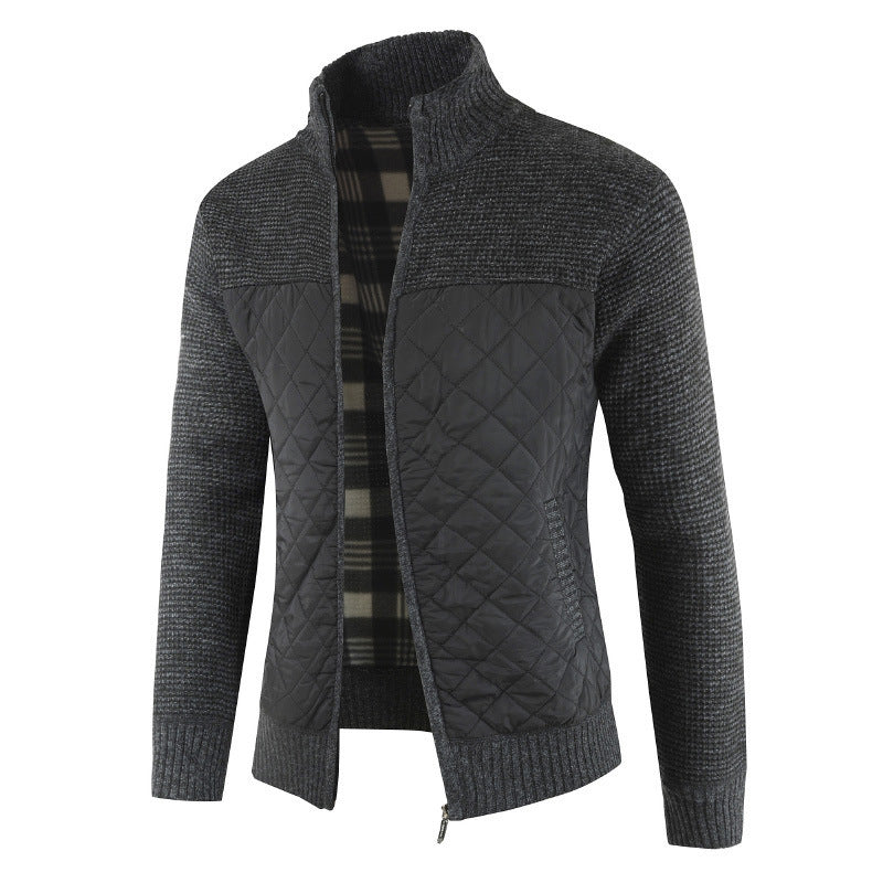 Men's velvet padded cardigan knitted jacket