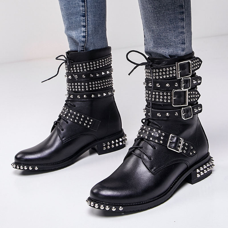 Stud Lace Up Martin Boots