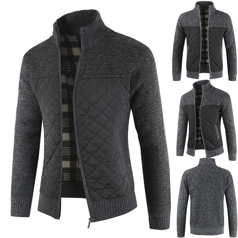 Men's velvet padded cardigan knitted jacket