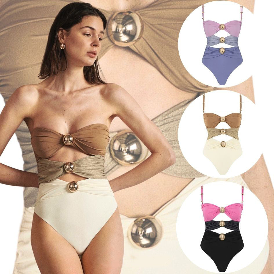 One-piece Swimsuit Women's Round Buckle Decoration Hollow