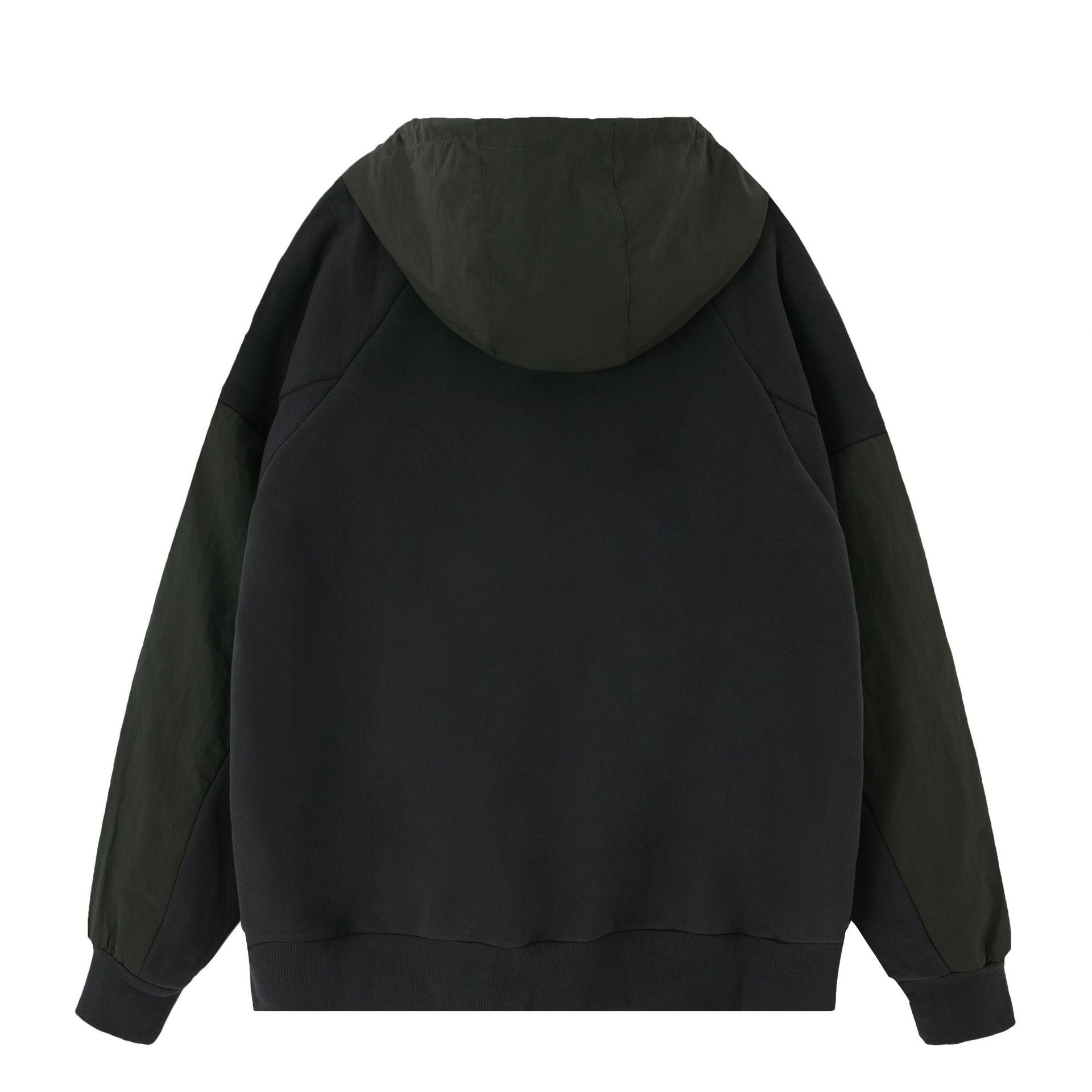 Half Zip Pocket Raglan Sleeve Velvet Padded Hooded Sweatshirt