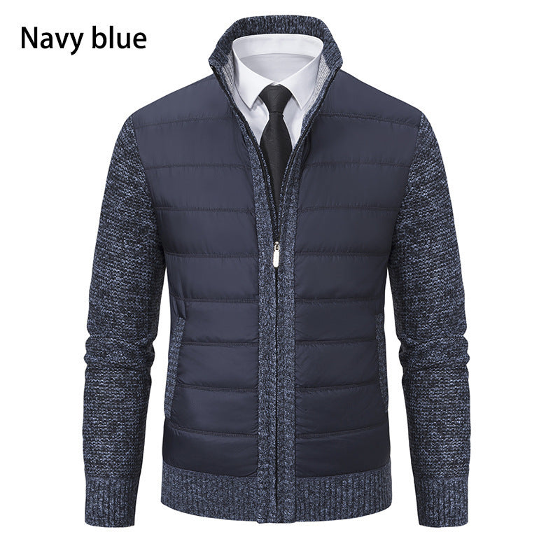 Stand Collar Fleece-lined Thickened Men's Coat