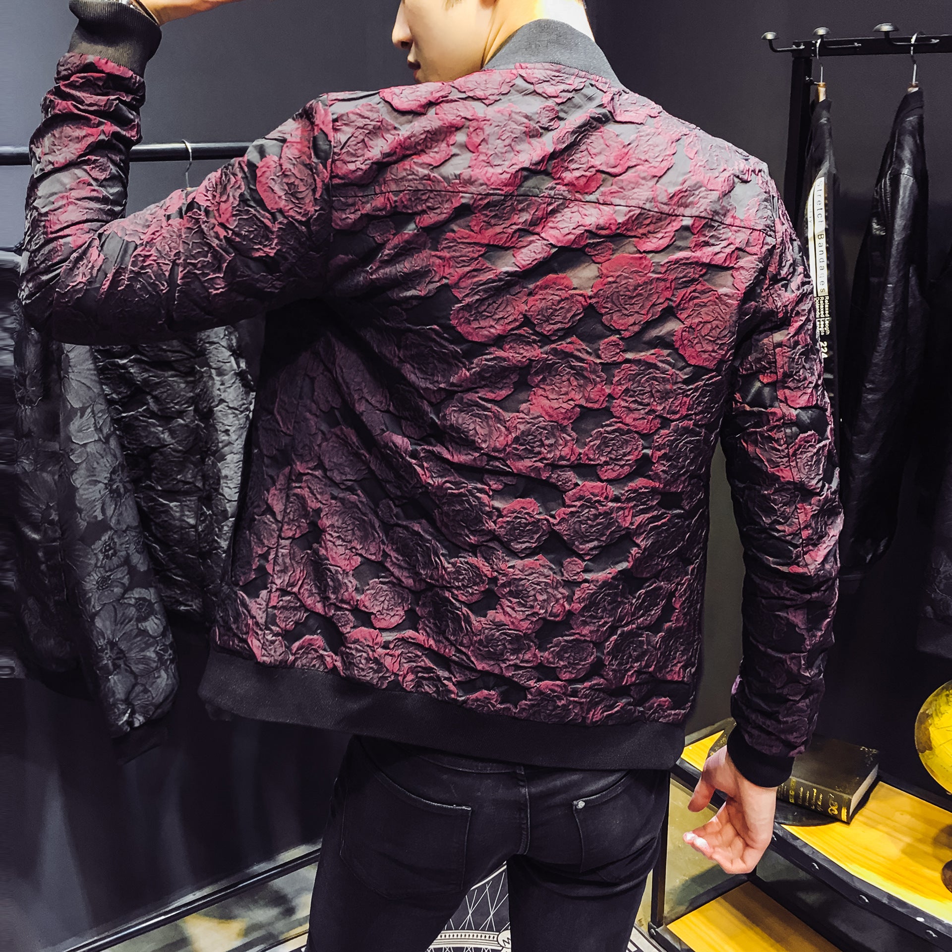 Autumn new men's Korean version of the self-cultivation jacquard jacket