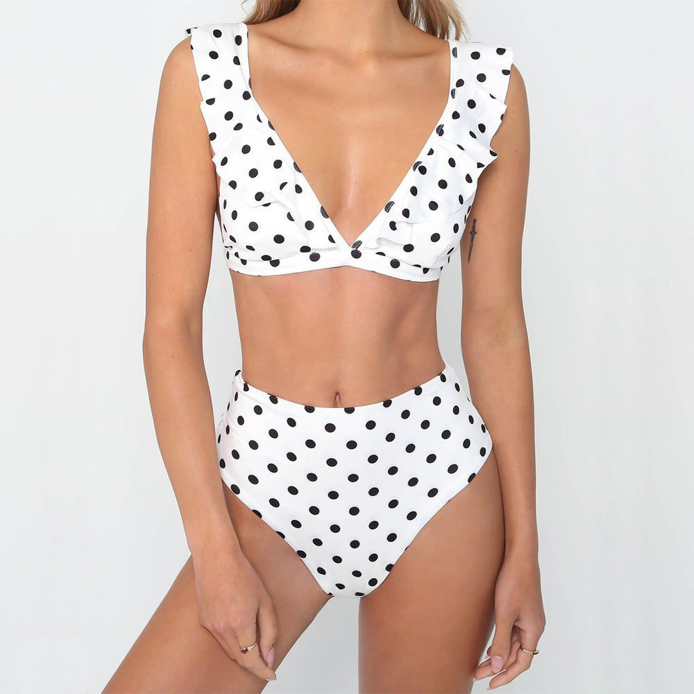 2pcs Black And White Polka Dot Print