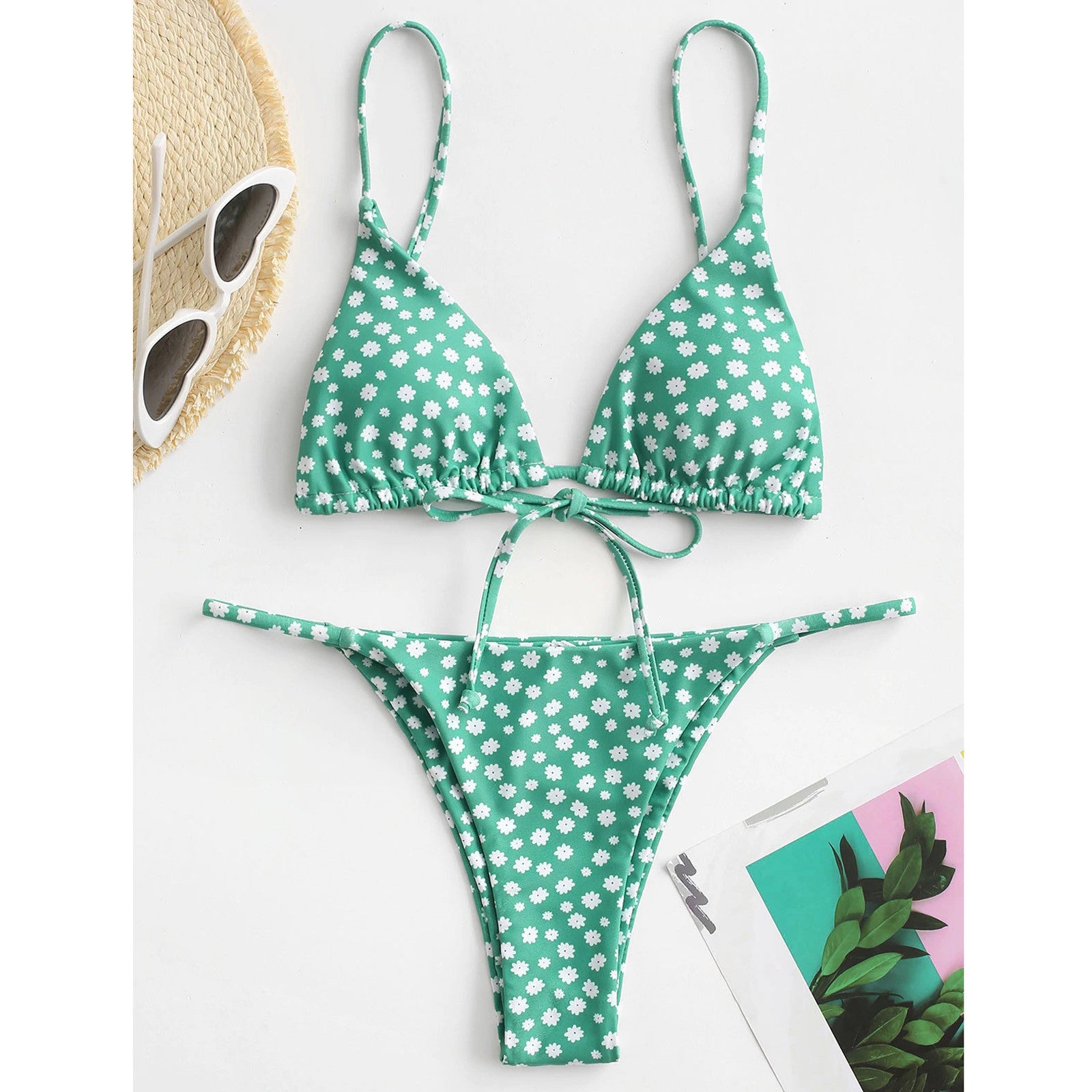 Summer Flowers Print Bikini Sexy Beach