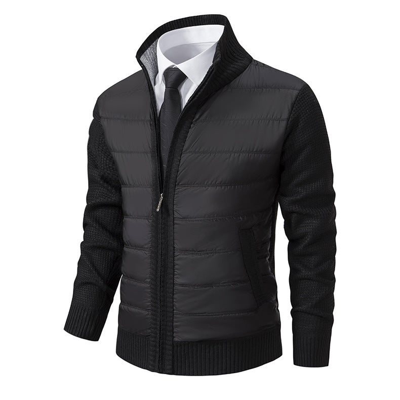 Stand Collar Fleece-lined Thickened Men's Coat