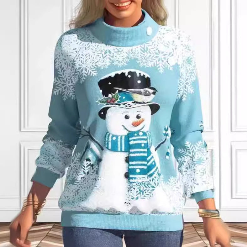 Women's Snowman Printed Sweater