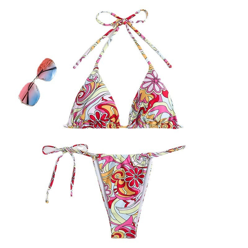 Triangle Printed Bikini For Women With Separate System