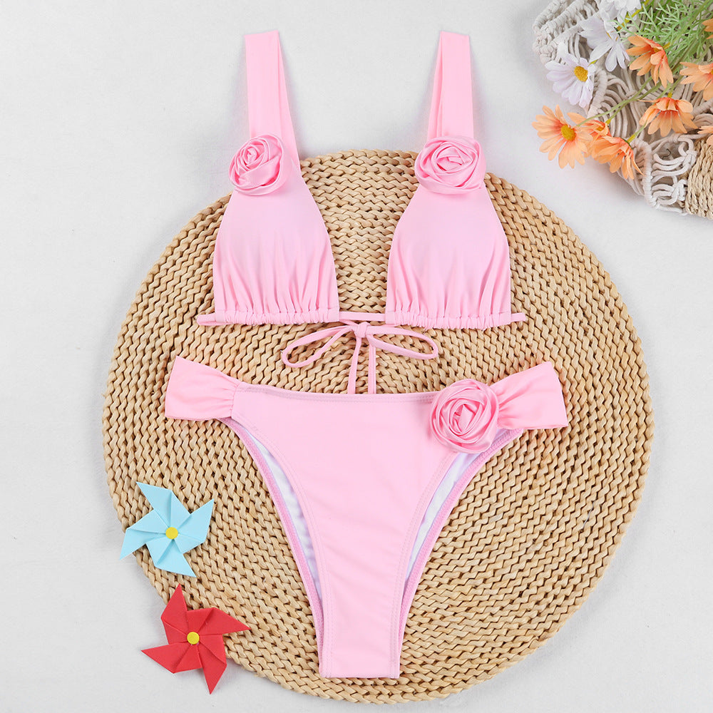 Summer Beach Bikini 3D Three-dimensional Flowers Bikini Set Sexy