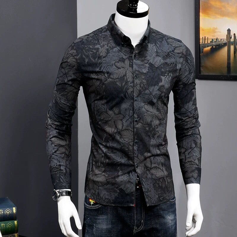 Trendy Men Shirt Fashionable Print Shirt Youth Handsome