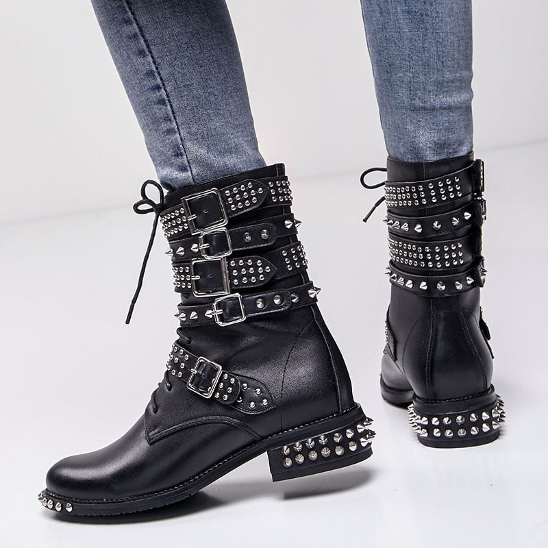 Stud Lace Up Martin Boots