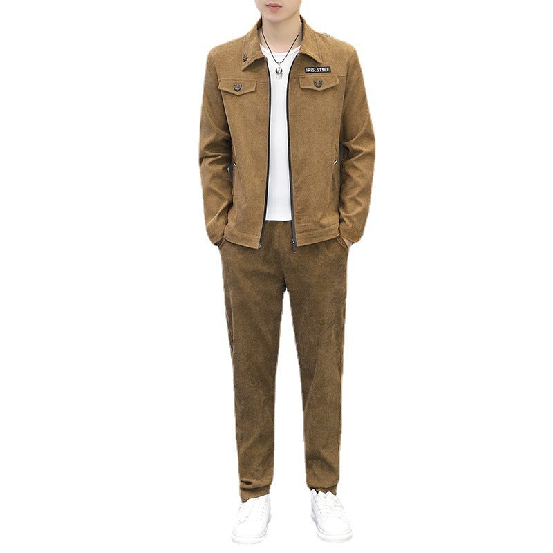 Men's Sports And Leisure Suit Fashion Corduroy Two-piece Set