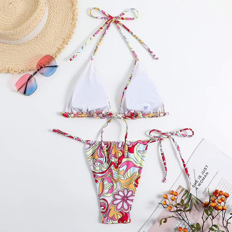 Triangle Printed Bikini For Women With Separate System