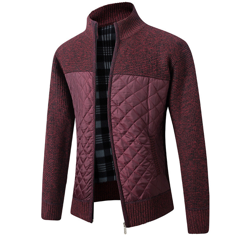 Men's velvet padded cardigan knitted jacket