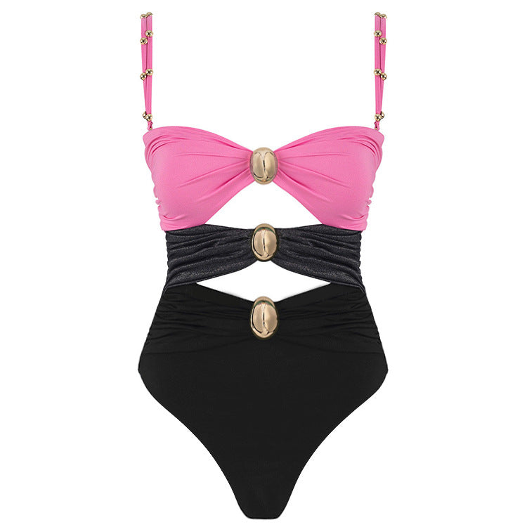 One-piece Swimsuit Women's Round Buckle Decoration Hollow