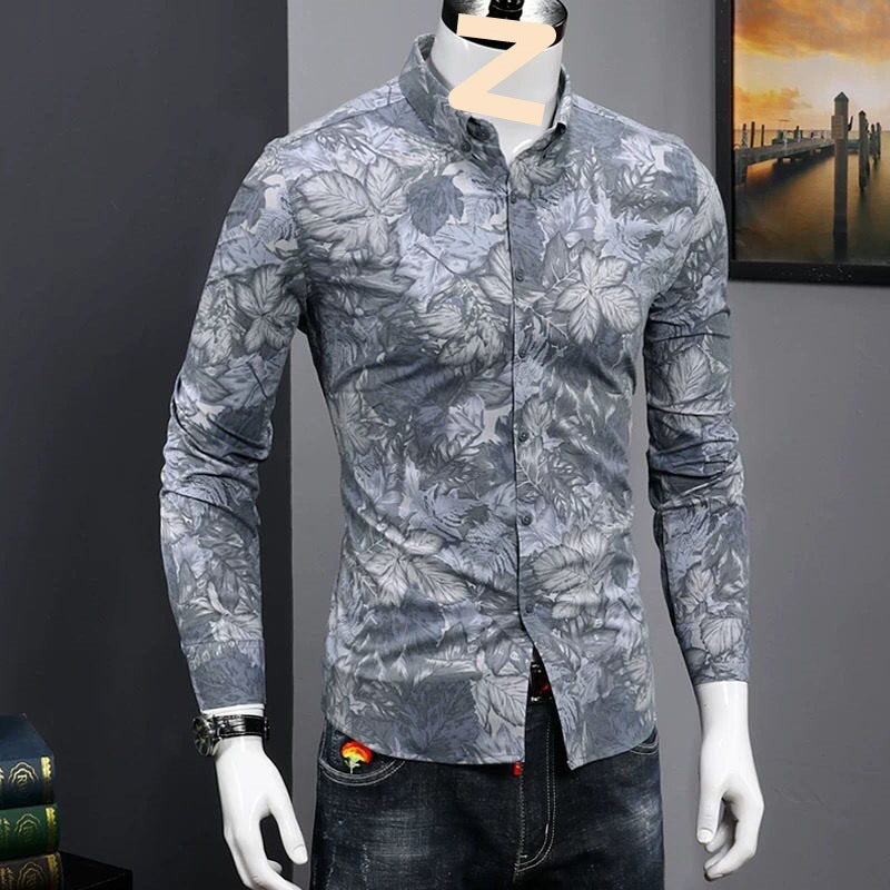 Trendy Men Shirt Fashionable Print Shirt Youth Handsome