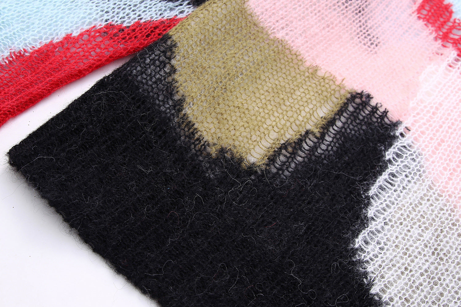 Autumn New Color Matching Hollow Out Knitwear Sweater