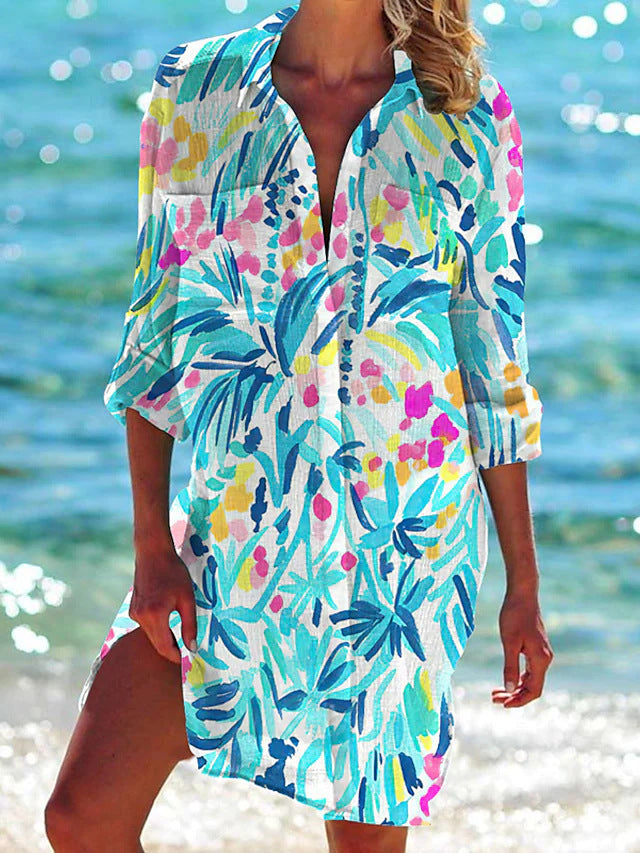 New Crepe Pocket Hidden Hook Beach Cover-up Bikini Shirt