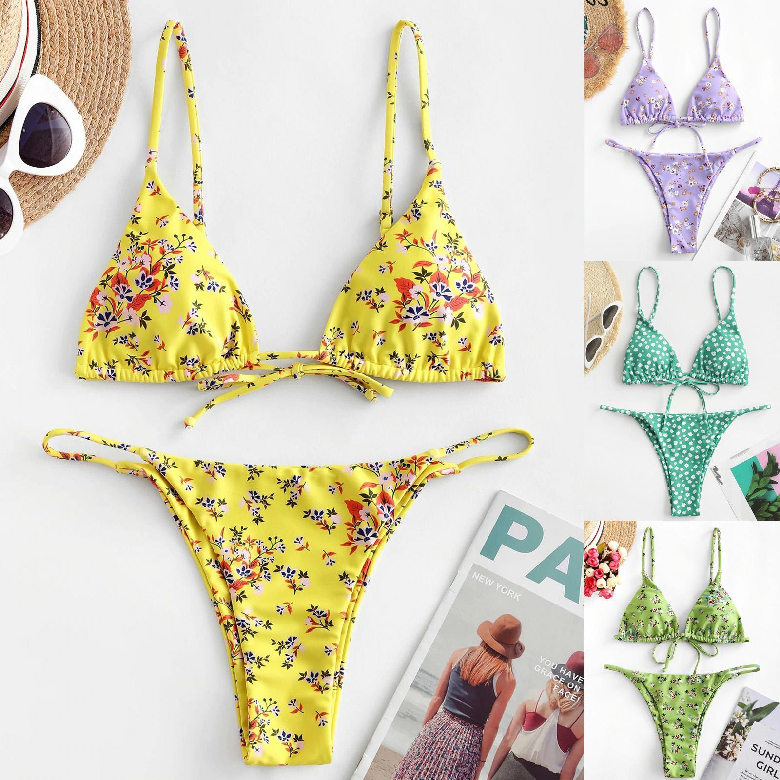 Summer Flowers Print Bikini Sexy Beach