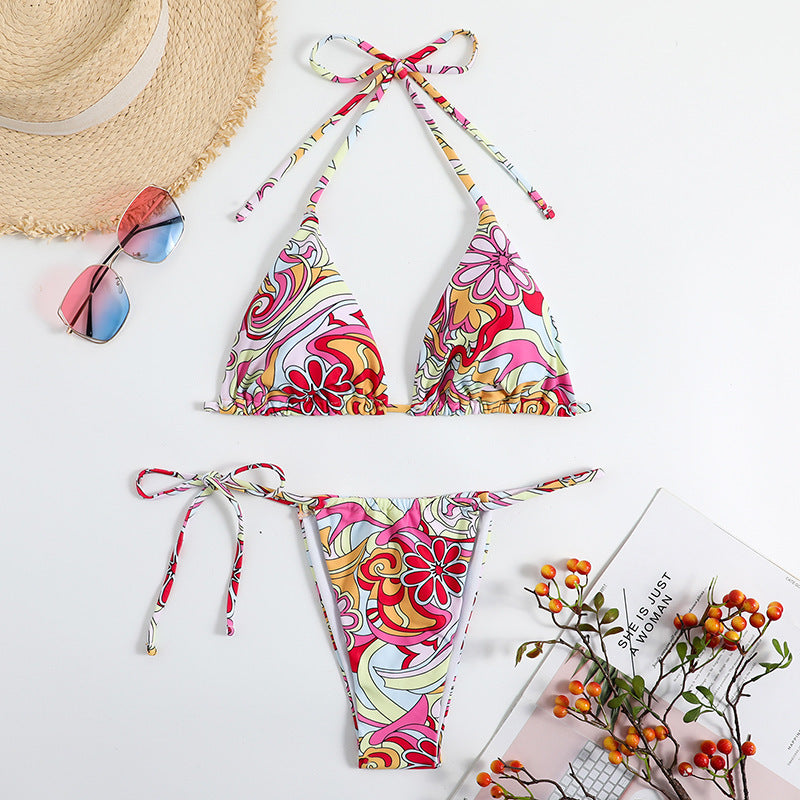 Triangle Printed Bikini For Women With Separate System