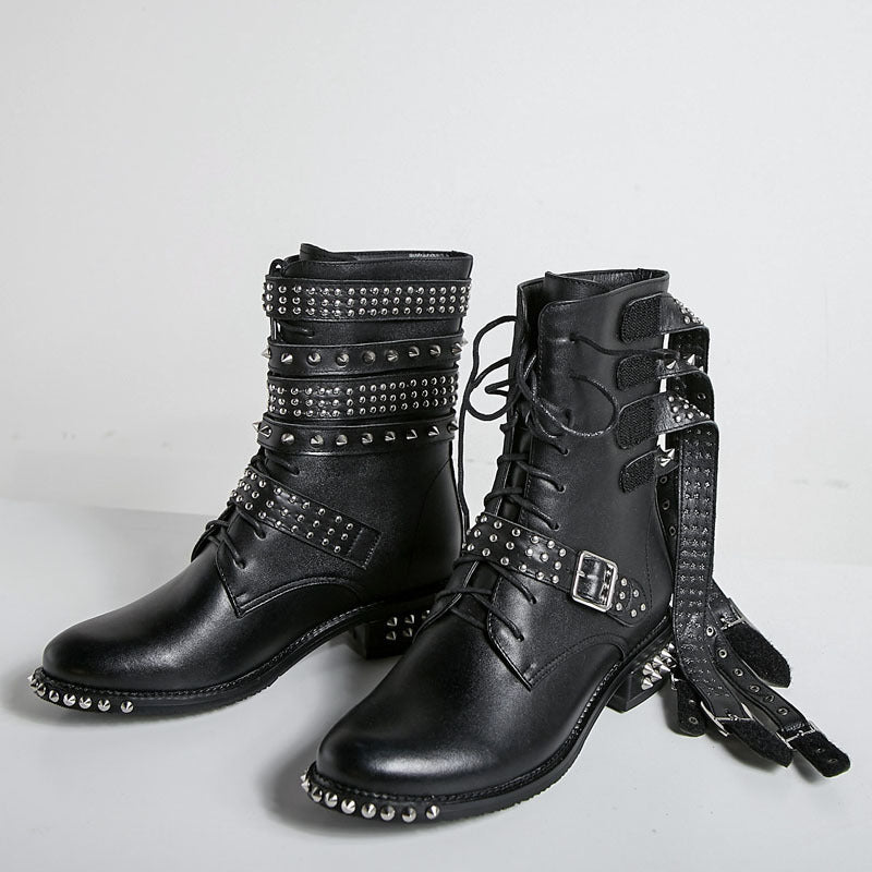 Stud Lace Up Martin Boots