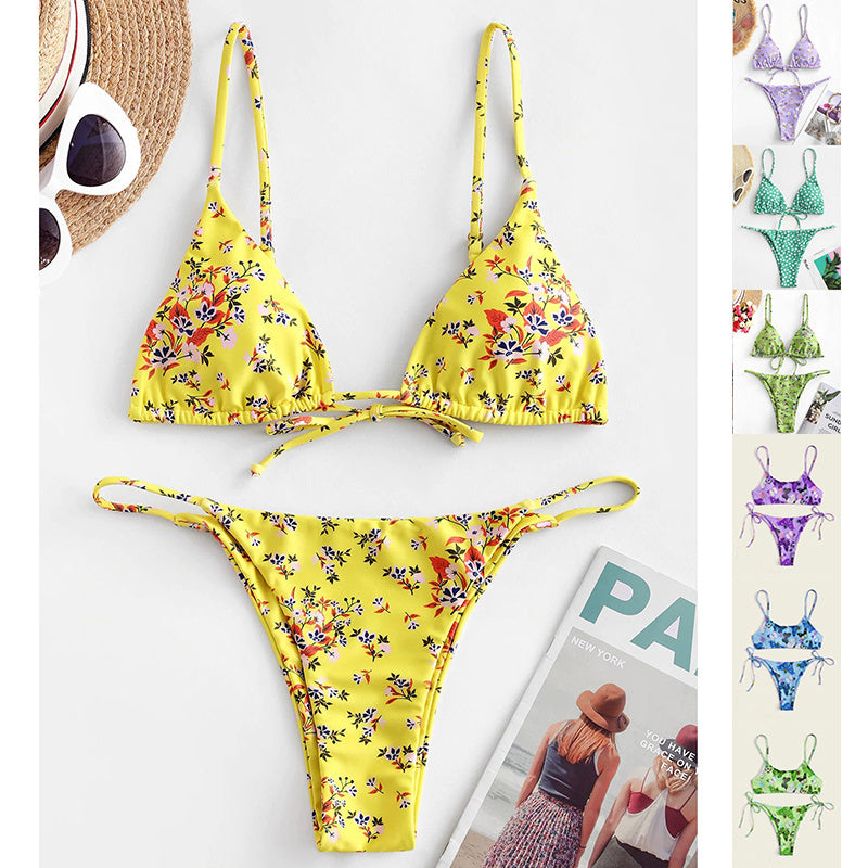 Summer Flowers Print Bikini Sexy Beach