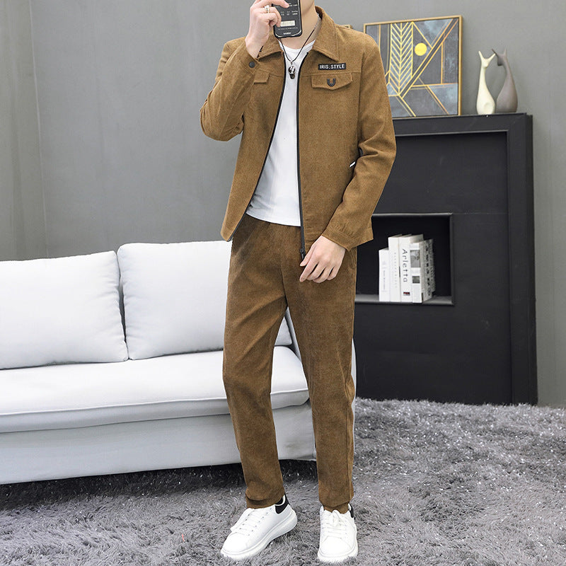 Men's Sports And Leisure Suit Fashion Corduroy Two-piece Set