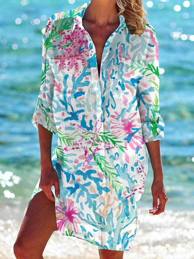 New Crepe Pocket Hidden Hook Beach Cover-up Bikini Shirt