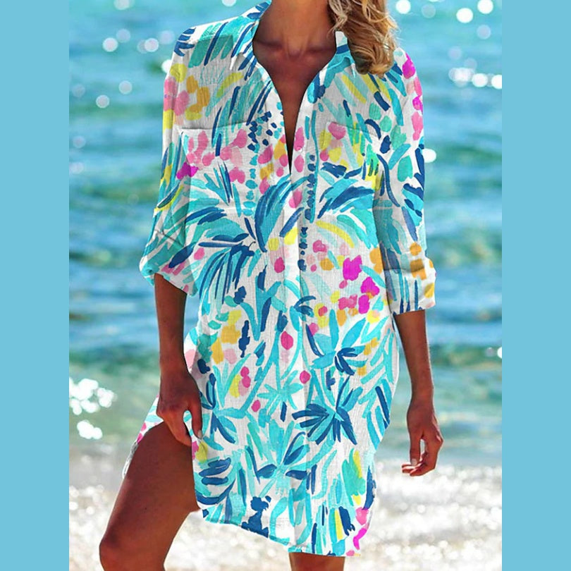 New Crepe Pocket Hidden Hook Beach Cover-up Bikini Shirt