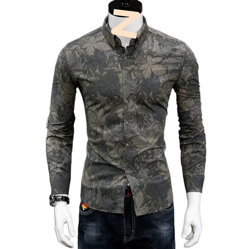 Trendy Men Shirt Fashionable Print Shirt Youth Handsome