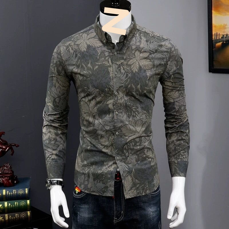 Trendy Men Shirt Fashionable Print Shirt Youth Handsome